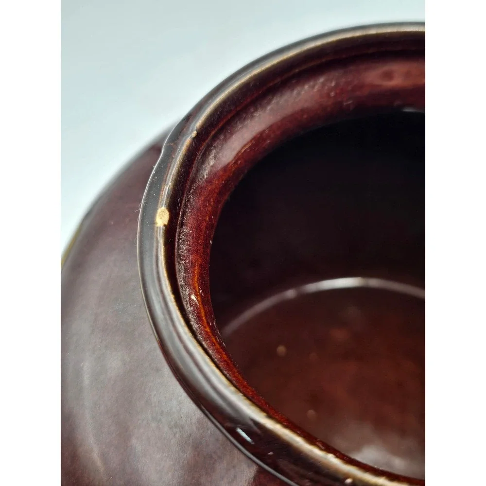 Unbranded Stoneware Bean Pot Brown Good Two Tone USA Pottery‎ Crock